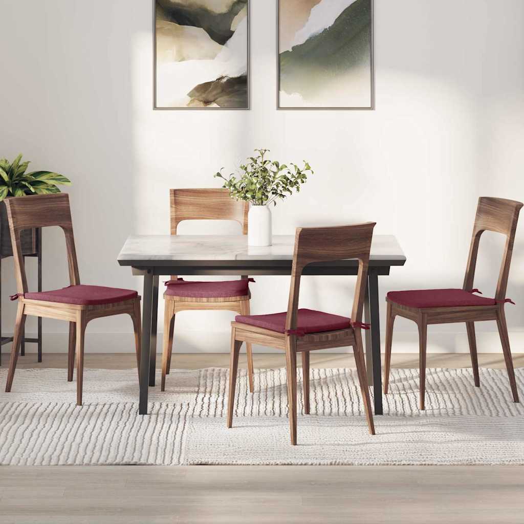 Cuscini per Seduta 4 pcs Rosso Vino 40 x 40 x 3 cm Tessuto | homemem39