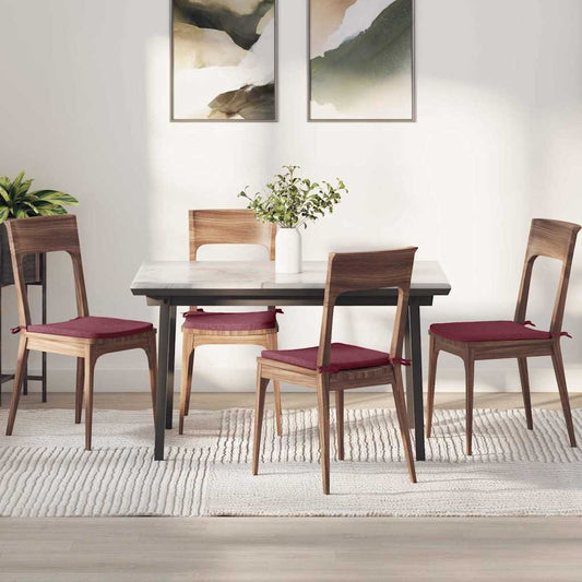 Cuscini per Seduta 4 pcs Rosso Vino 40 x 40 x 3 cm Tessuto | homemem39
