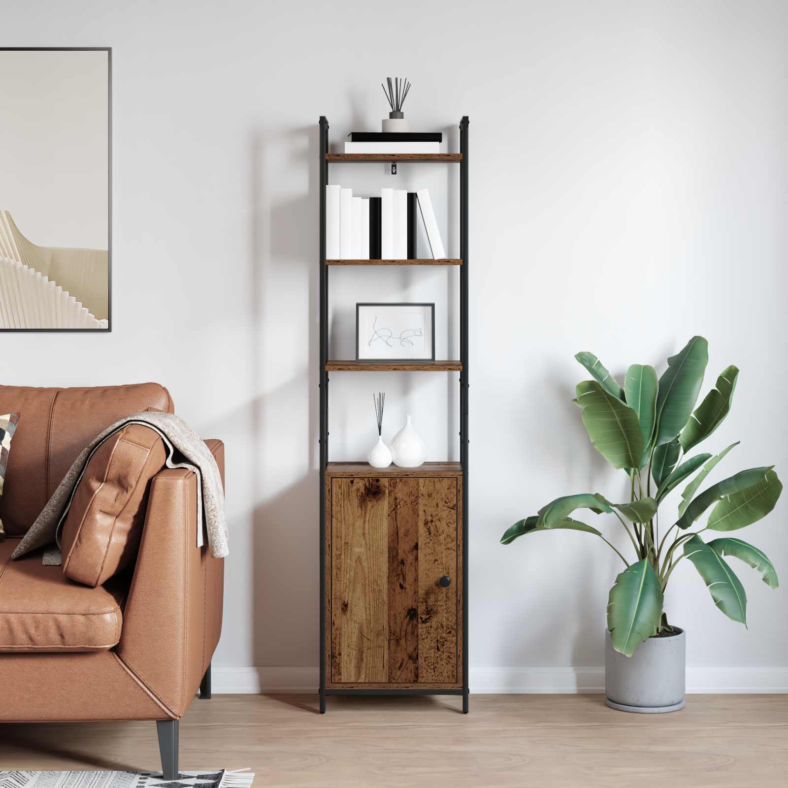 Armadio per Libri Legno vecchio 40 x 24 x 161 cm | homemem39