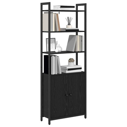 Armadio per Libri Rovere Nero 60 x 24 x 161 cm