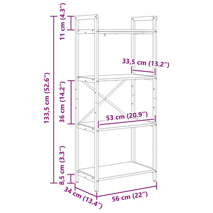 Libreria Rovere Nero 56 x 34 x 133,5 cm Legno multistrato