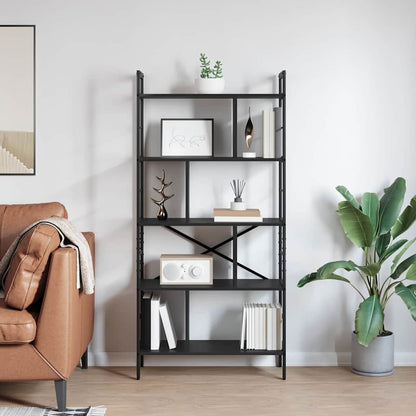 Libreria Rovere Nero 75 x 30 x 156 cm Legno multistrato | homemem39