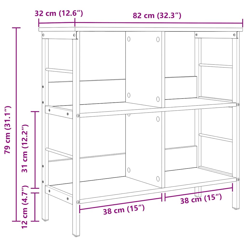 Libreria Grigio Sonoma 82 x 32 x 79 cm Legno multistrato