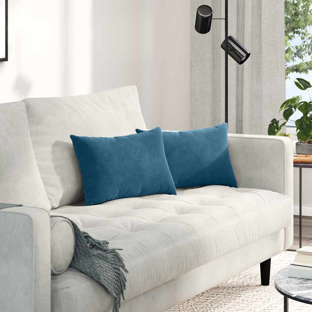 Cuscini da Divano 2 pcs Blu 50 x 30 cm Tessuto in Cords | homemem39
