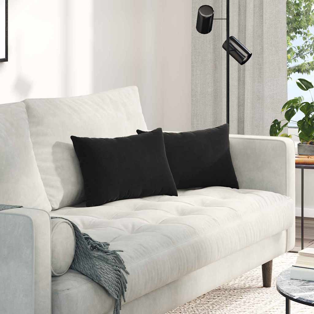 Cuscini da Divano 2 pcs Nero 50 x 30 cm Tessuto in Cords | homemem39