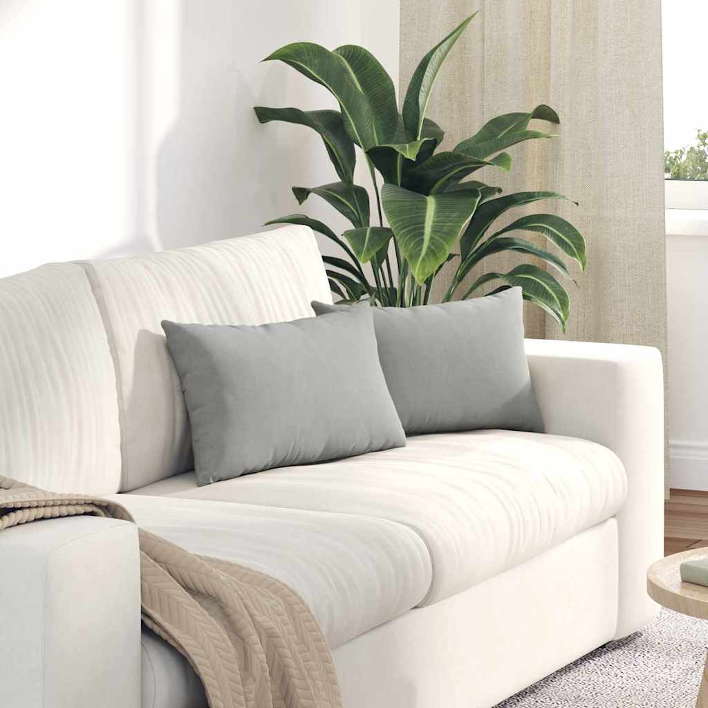 Cuscini da Divano 2 pcs Grigio chiaro 50 x 30 cm Tessuto