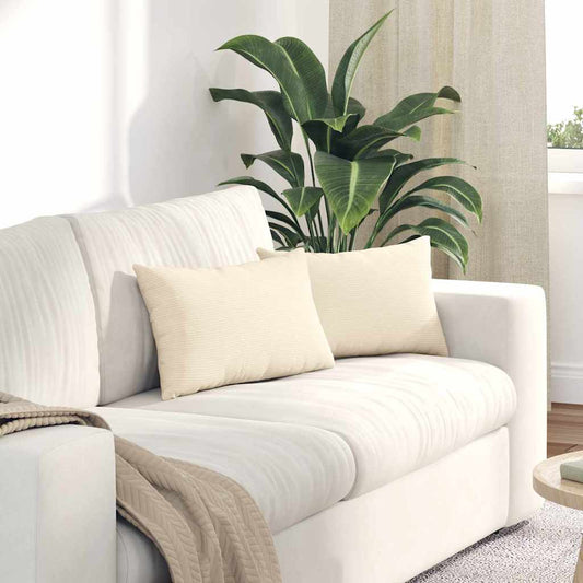 Cuscini da Divano 2 pcs Crema 50 x 30 cm Tessuto in Cords | homemem39
