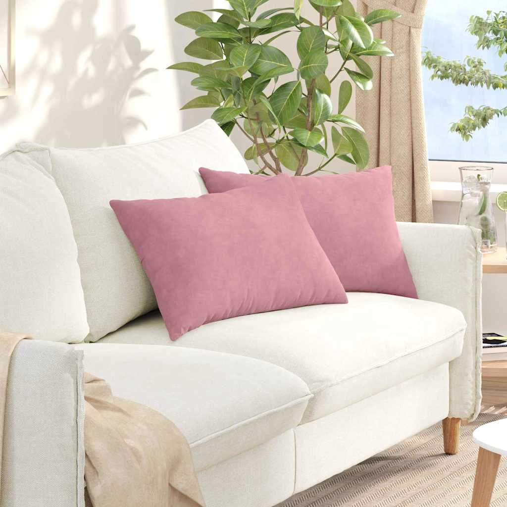 Cuscini da Divano 2 pcs Rosa 60 x 40 cm Tessuto in Cords | homemem39