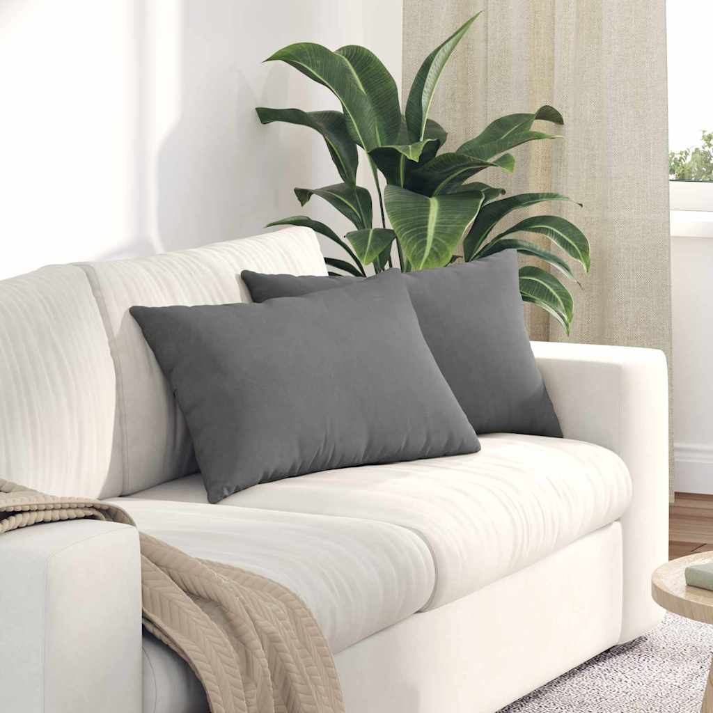 Cuscini da Divano 2 pcs Grigio scuro 60 x 40 cm Tessuto