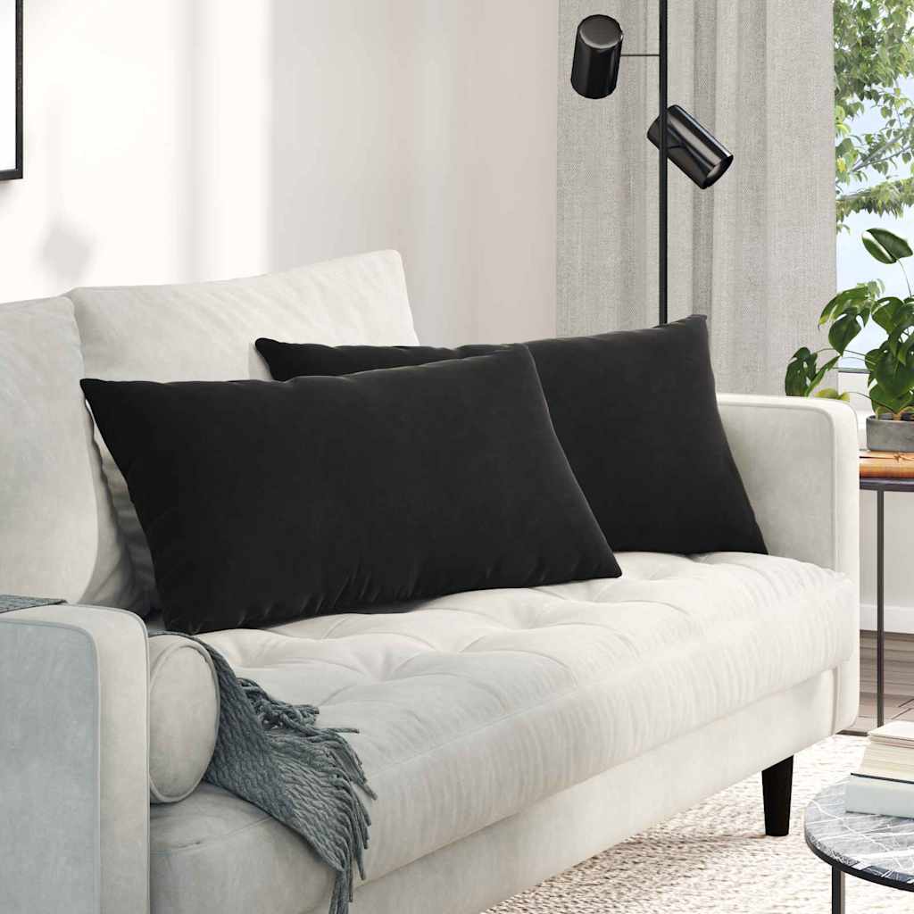 Cuscini da Divano 2 pcs Nero 80 x 40 cm Tessuto in Cords | homemem39