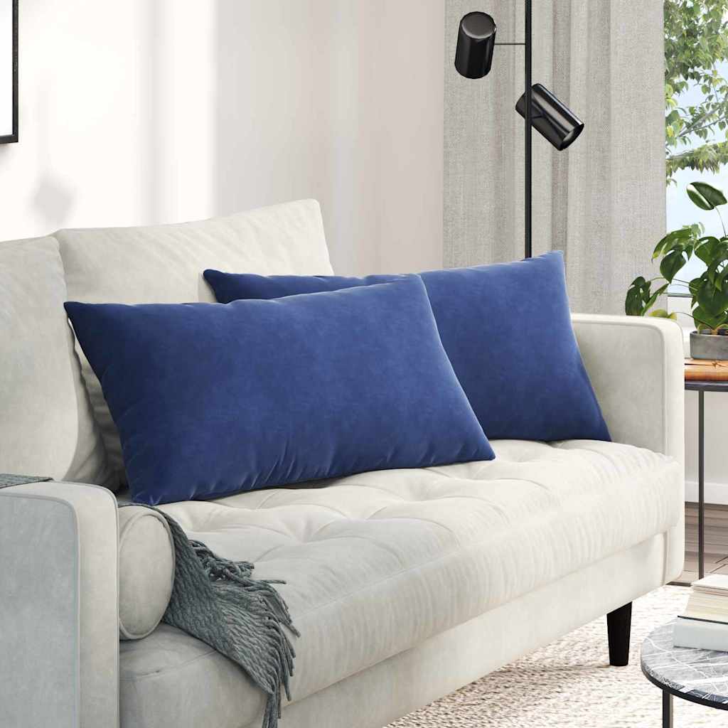 Cuscini da Divano 2 pcs Blu Polizia 80 x 40 cm Tessuto in Cords