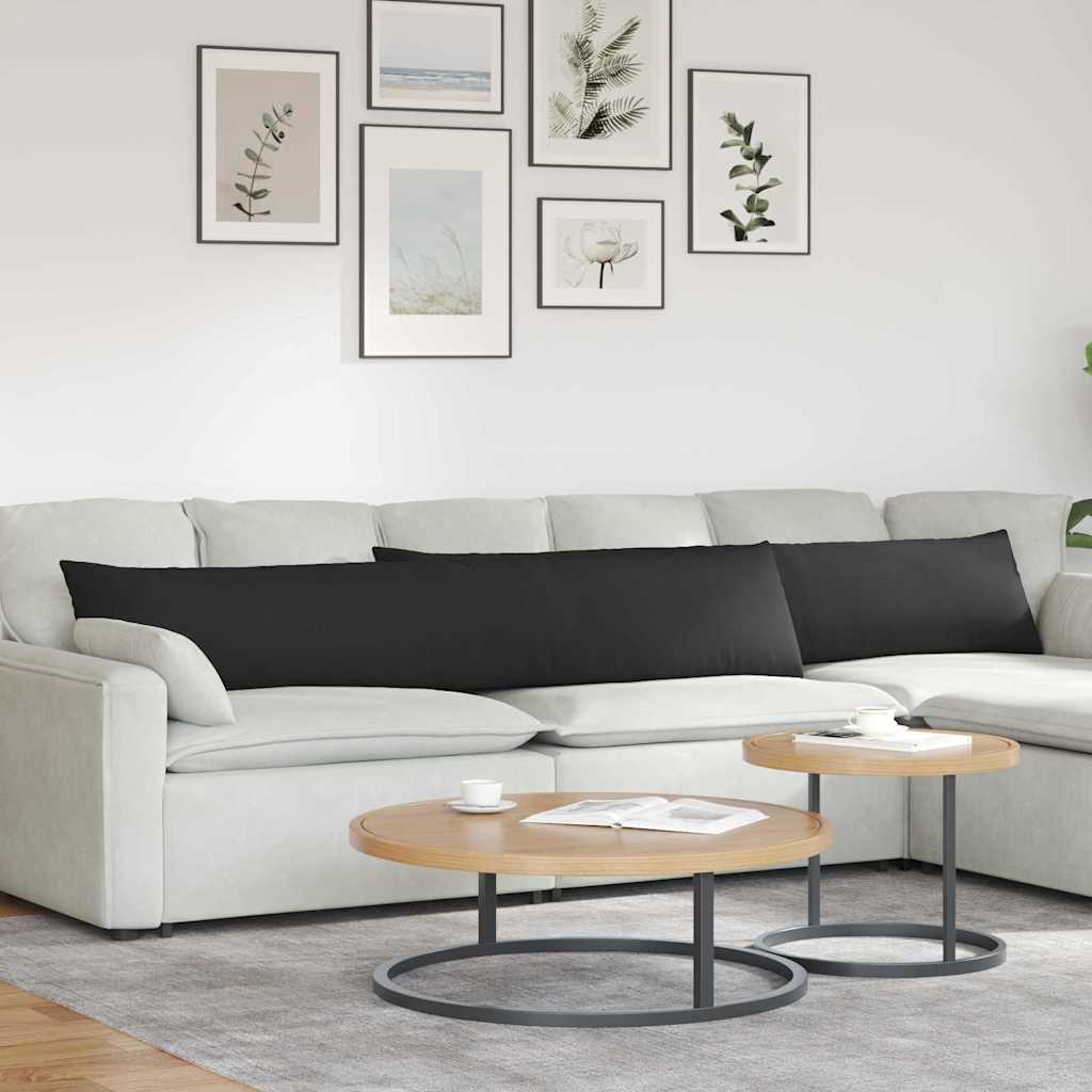 Cuscini da Divano 2 pcs Nero 200 x 40 cm Tessuto | homemem39