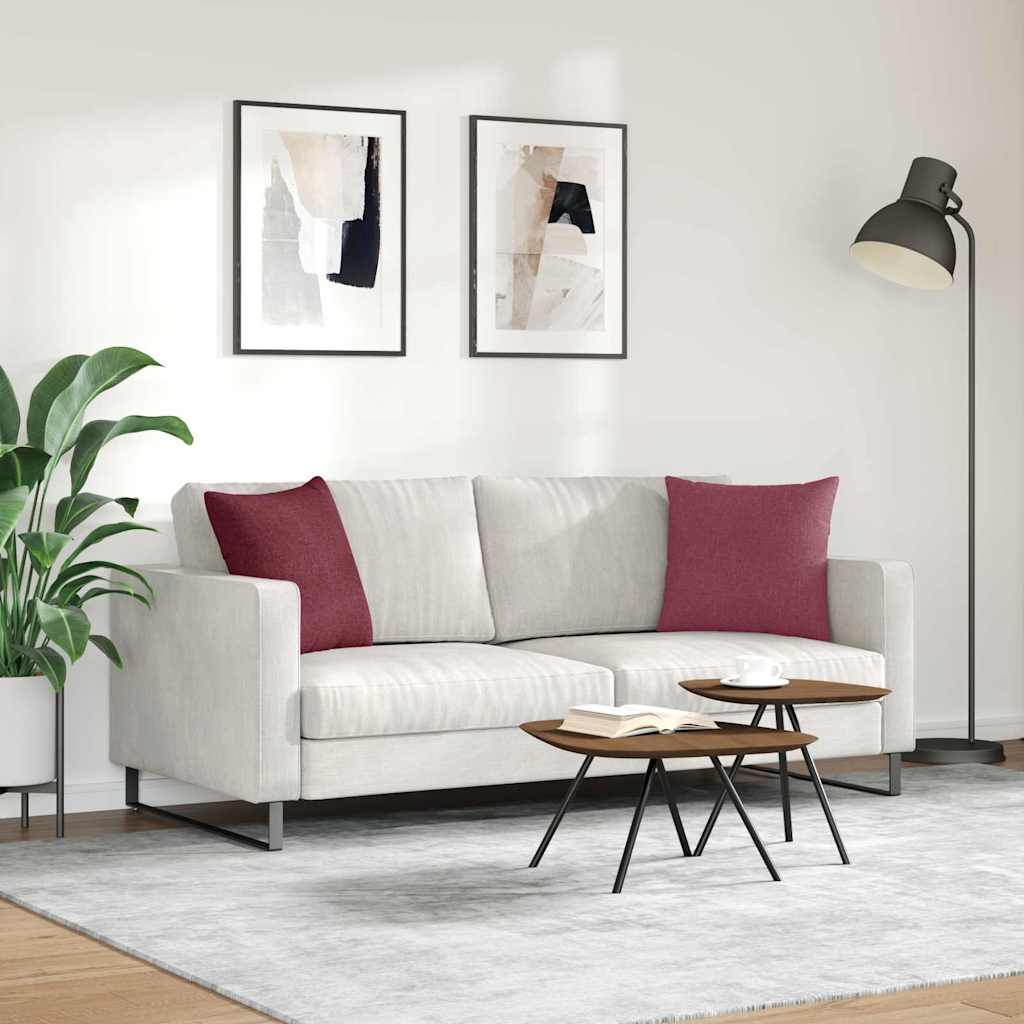 Cuscini da Divano 2 pcs Rosso Vino 45 x 45 cm Tessuto | homemem39