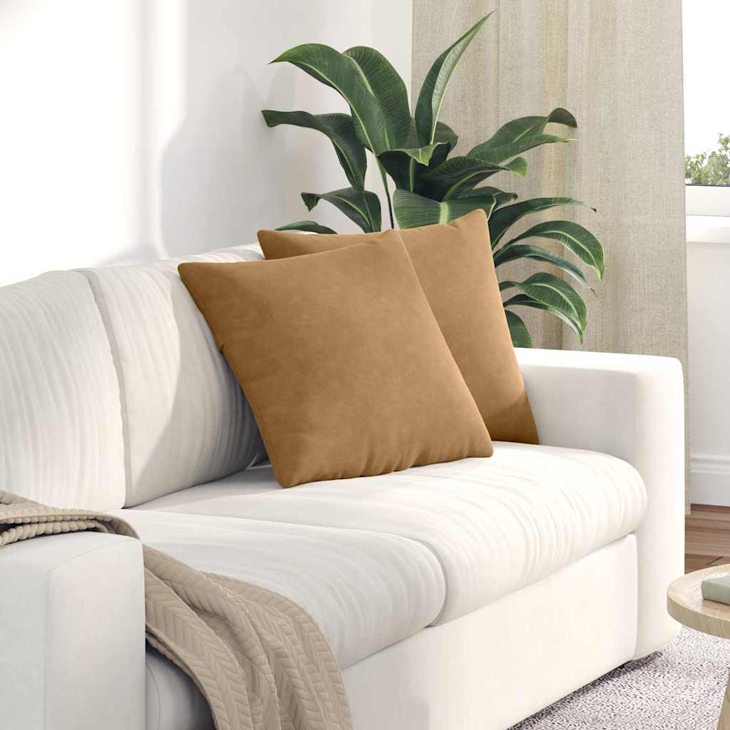 Cuscini da Divano 2 pcs Marrone 45 x 45 cm Tessuto in Cords | homemem39
