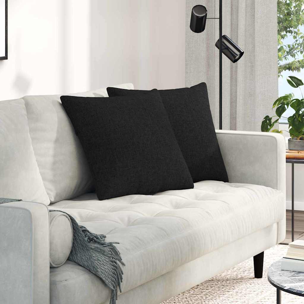 Cuscini da Divano 2 pcs Nero 50 x 50 cm Tessuto | homemem39