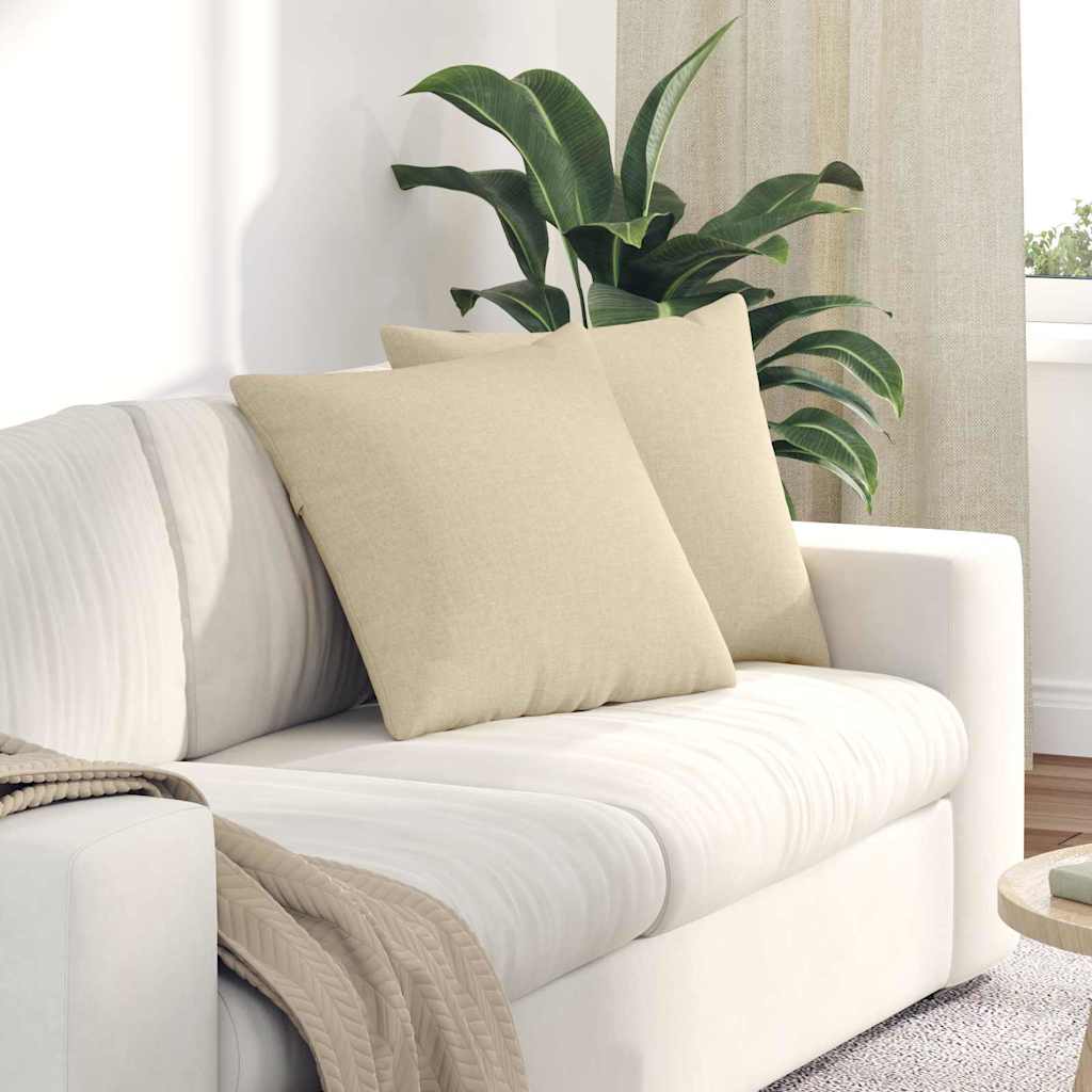 Cuscini da Divano 2 pcs Crema 50 x 50 cm Tessuto | homemem39