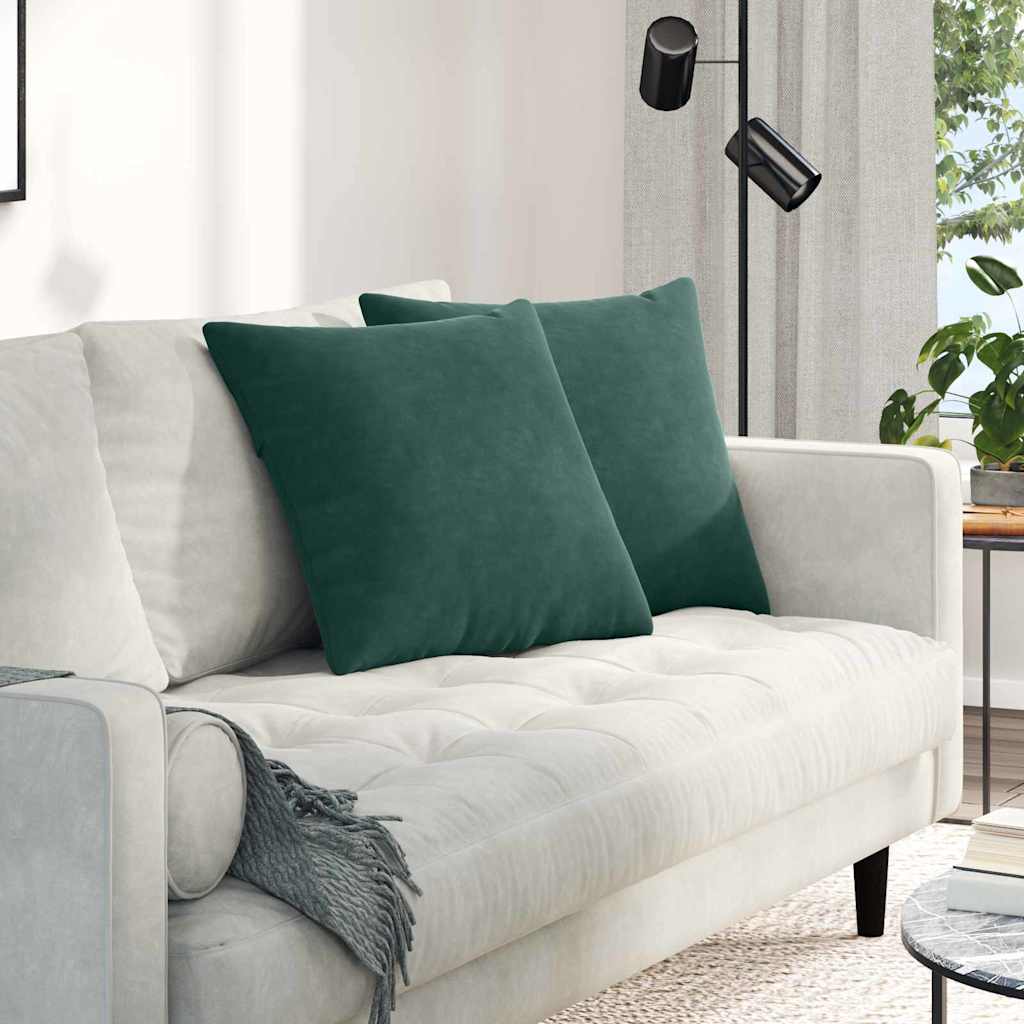 Cuscini da Divano 2 pcs Verde Scuro 50 x 50 cm Tessuto in Cords | homemem39