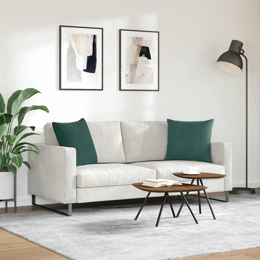 Cuscini da Divano 2 pcs Verde Scuro 50 x 50 cm Tessuto in Cords | homemem39