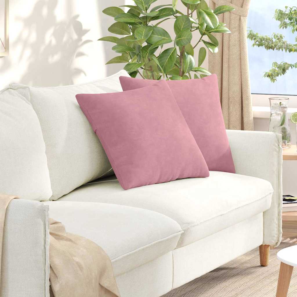 Cuscini da Divano 2 pcs Rosa 50 x 50 cm Tessuto in Cords