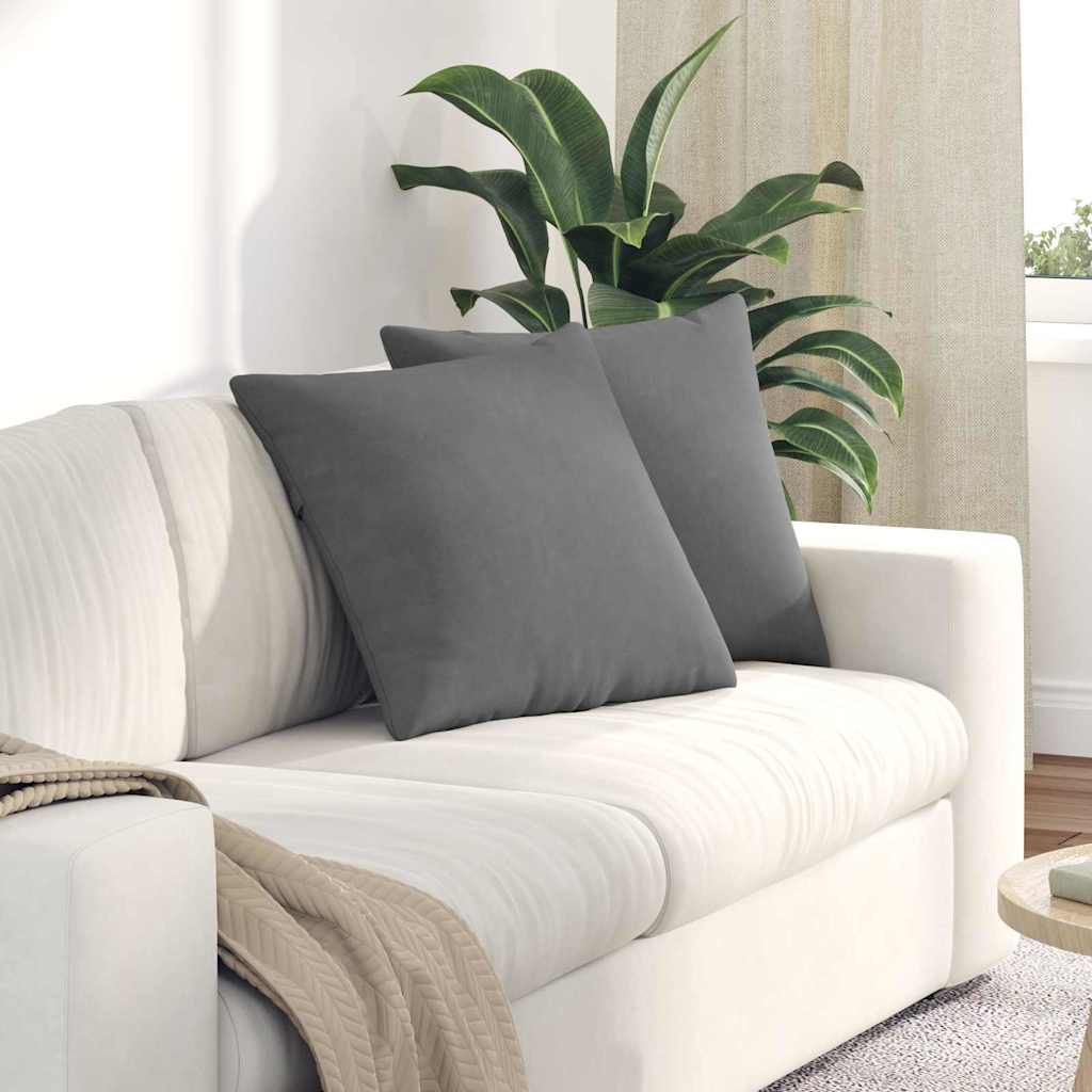 Cuscini da Divano 2 pcs Grigio scuro 50 x 50 cm Tessuto | homemem39