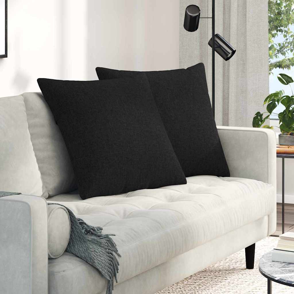 Cuscini da Divano 2 pcs Nero 80 x 80 cm Tessuto | homemem39