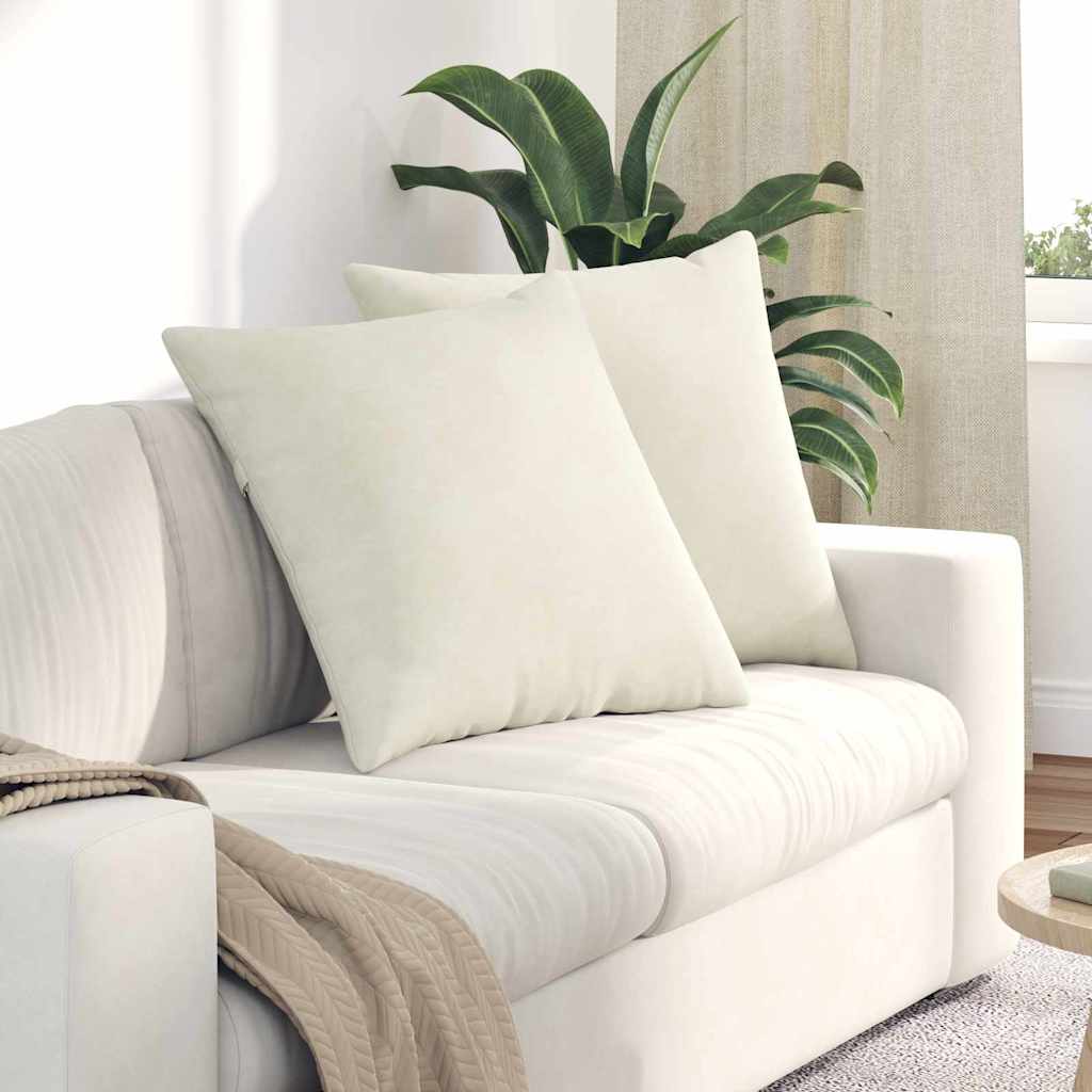 Cuscini da Divano 2 pcs Crema 80 x 80 cm Tessuto in Cords | homemem39