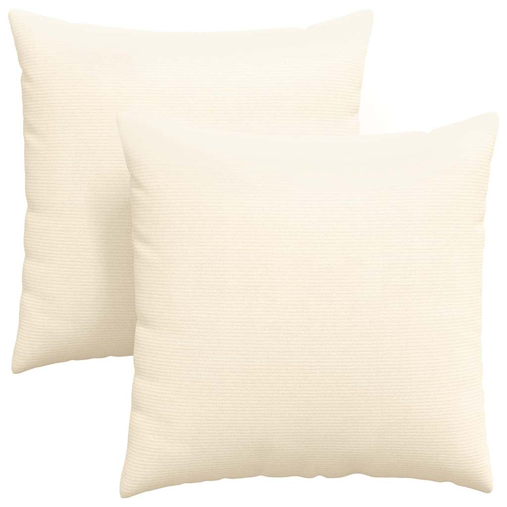 Cuscini da Divano 2 pcs Crema 80 x 80 cm Tessuto in Cords | homemem39