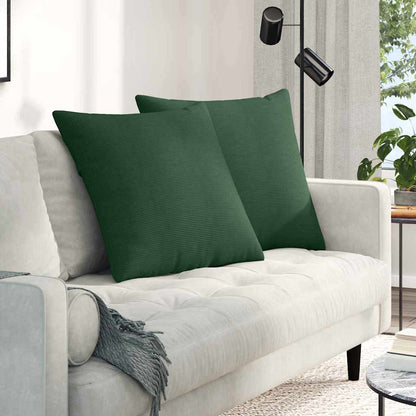 Cuscini da Divano 2 pcs Verde Scuro 80 x 80 cm Tessuto in Cords | homemem39