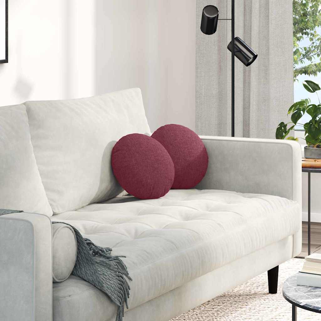 Cuscini per Seduta 2 pcs Rosso Vino Ø30 x 13 cm Tessuto | homemem39