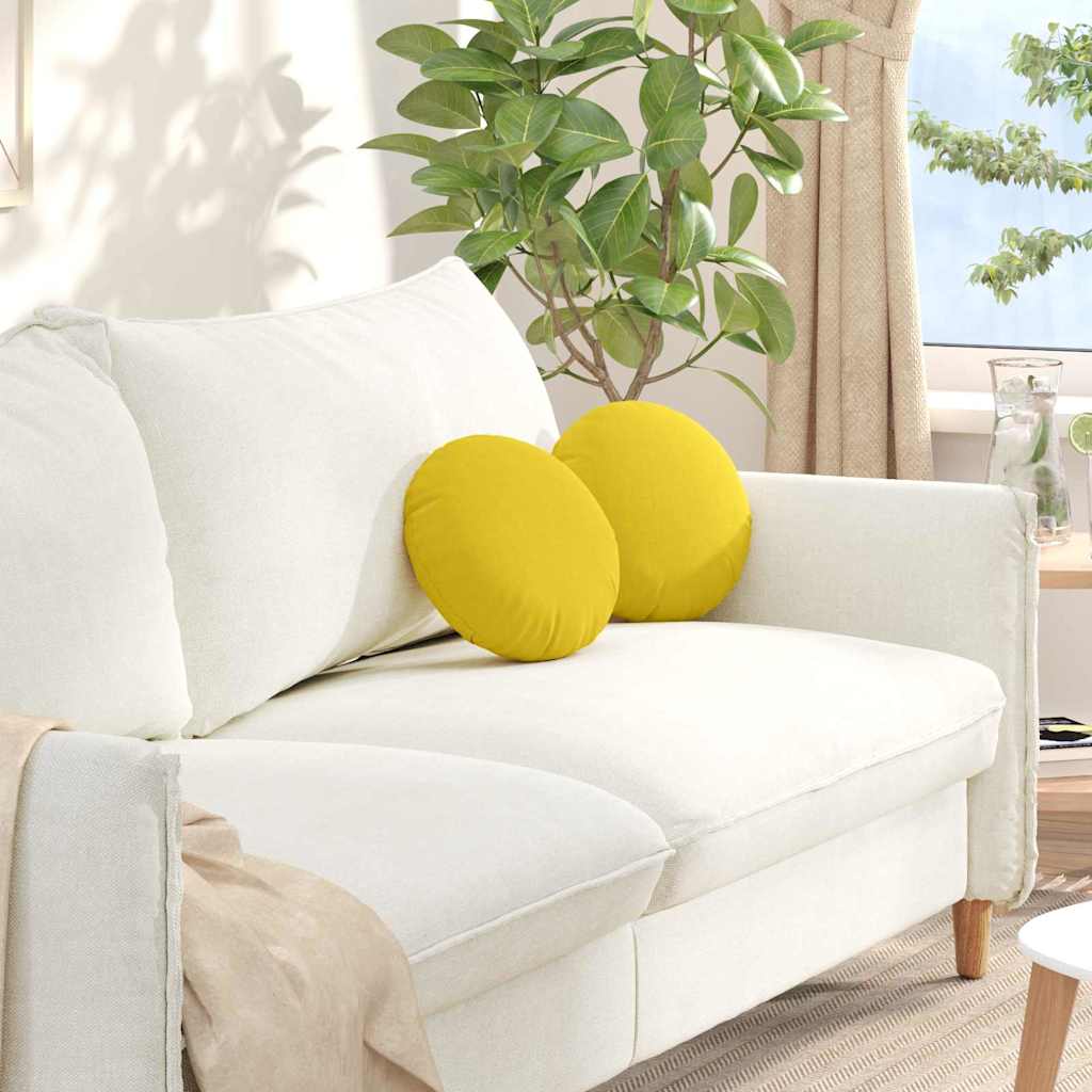Cuscini per Seduta 2 pcs Giallo Chiaro Ø30 x 13 cm Tessuto | homemem39