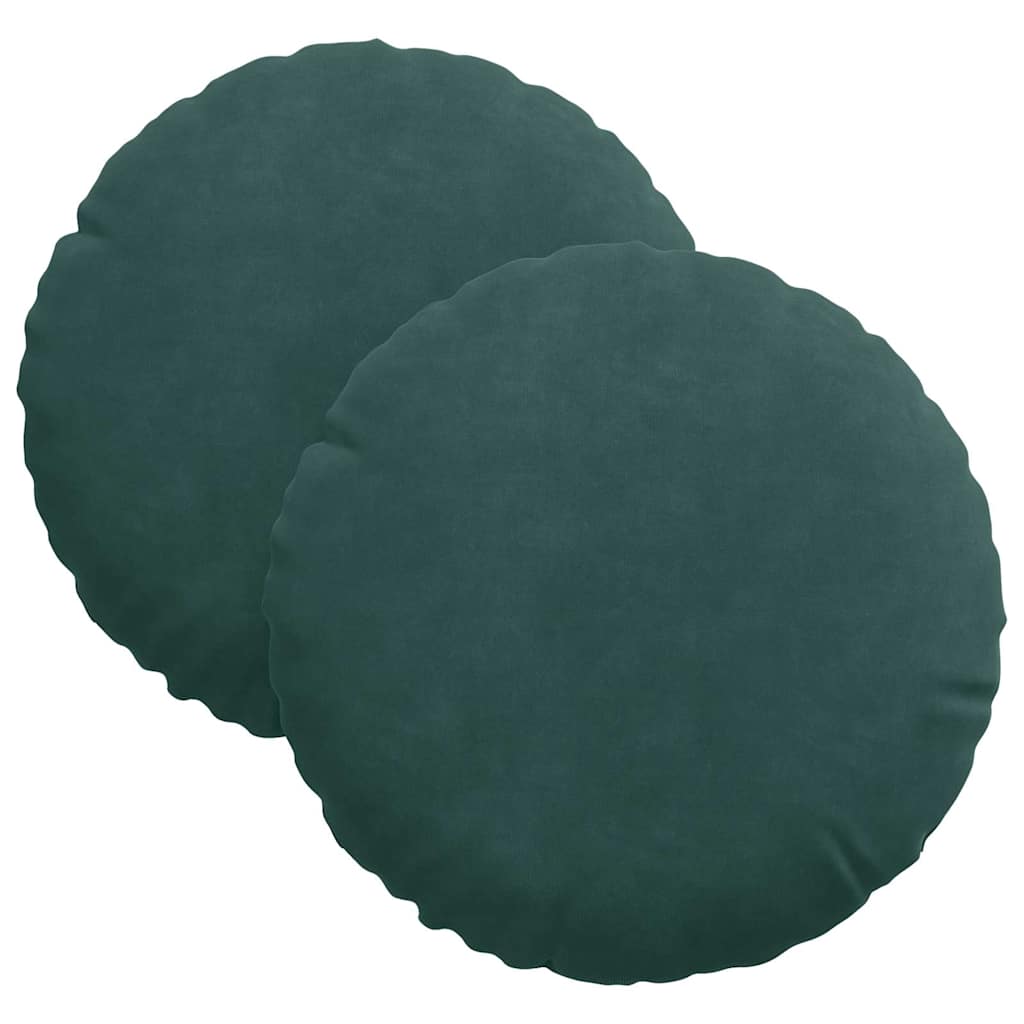 Cuscini per Seduta 2 pcs Verde Scuro Ø30 x 13 cm Velluto | homemem39