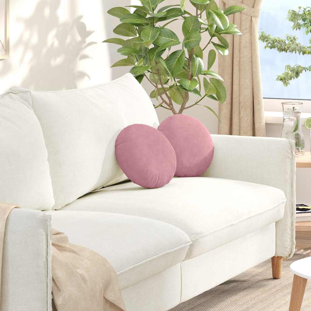 Cuscini per Seduta 2 pcs Rosa Ø30 x 13 cm Velluto