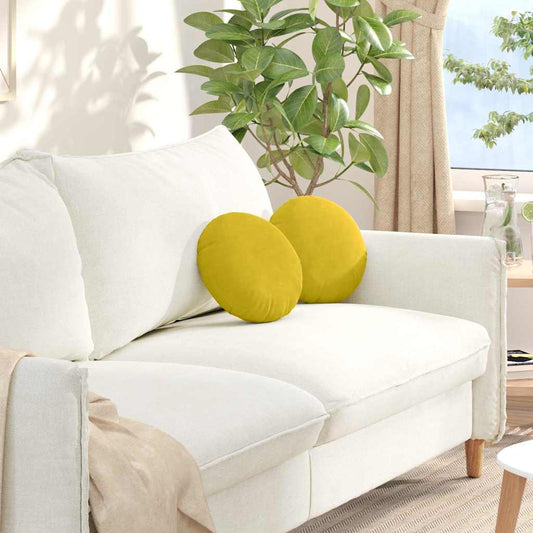 Cuscini per Seduta 2 pcs Giallo Ø30 x 13 cm Velluto | homemem39