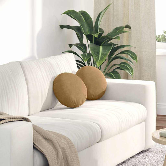 Cuscini per Seduta 2 pcs Marrone Ø30 x 13 cm Velluto | homemem39