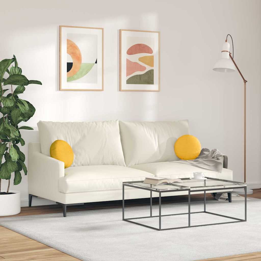 Cuscini per Seduta 2 pcs Giallo Chiaro Ø30 x 13 cm | homemem39