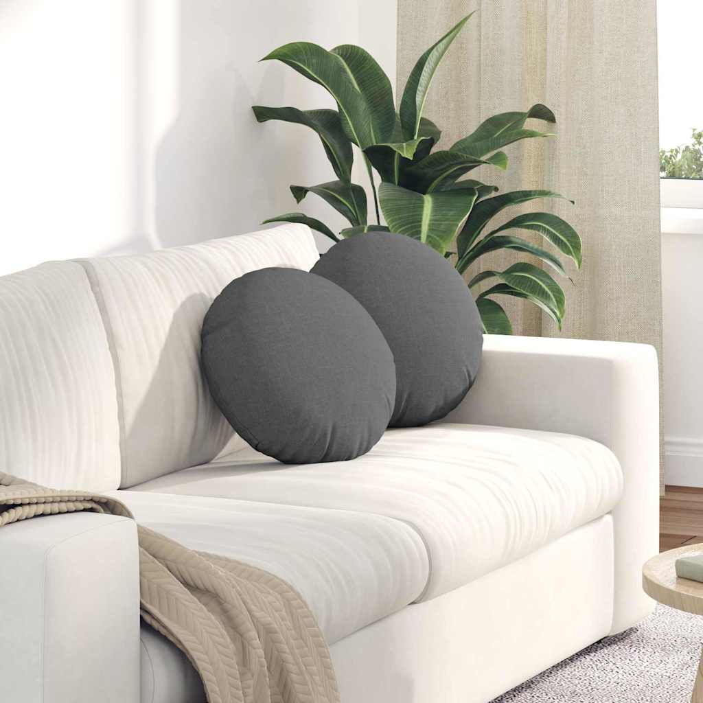 Cuscini per Seduta 2 pcs Grigio scuro Ø40 x 13 cm Tessuto | homemem39