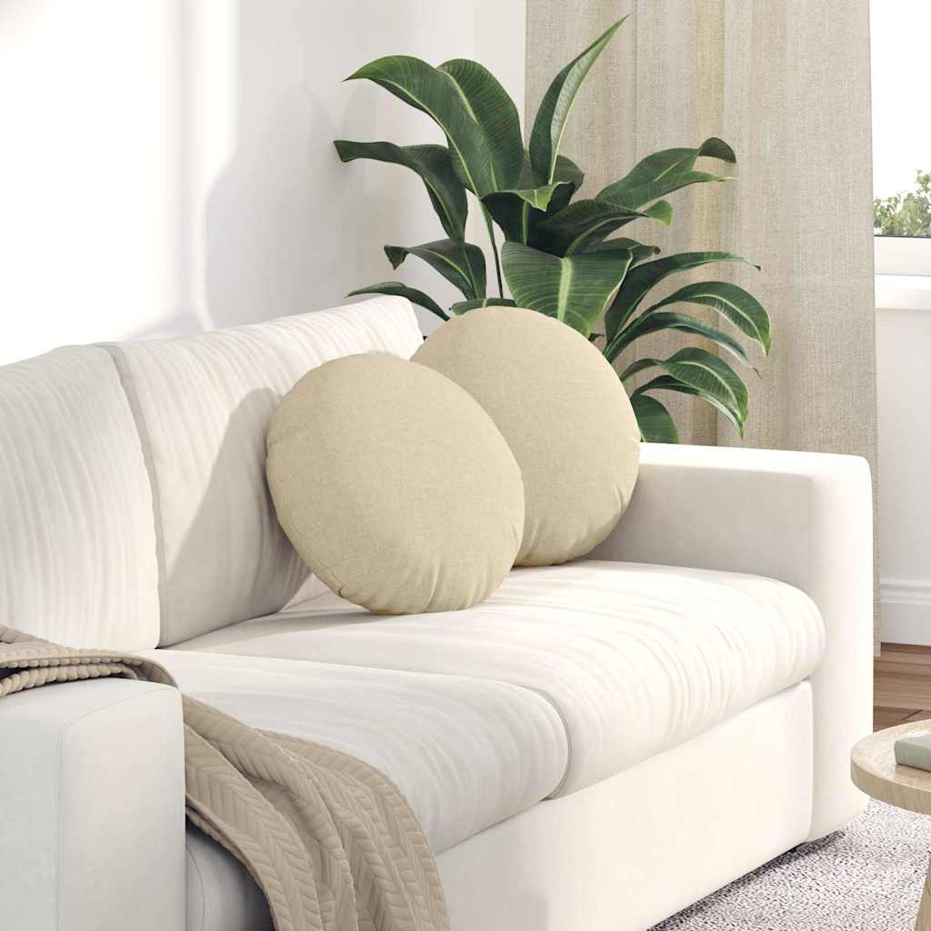 Cuscini per Seduta 2 pcs Crema Ø40 x 13 cm Tessuto | homemem39