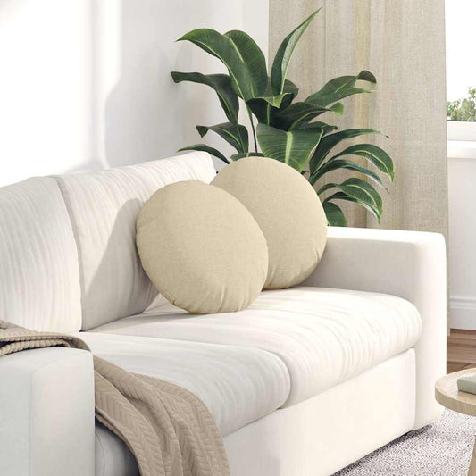 Cuscini per Seduta 2 pcs Crema Ø40 x 13 cm Tessuto | homemem39