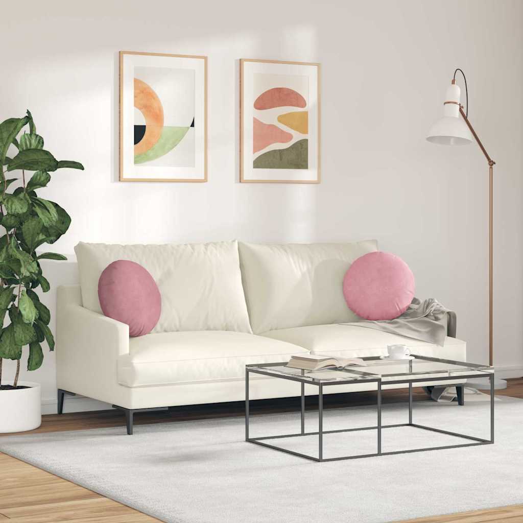 Cuscini per Seduta 2 pcs Rosa Ø 40 x 13 cm Velluto | homemem39