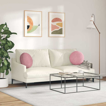 Cuscini per Seduta 2 pcs Rosa Ø 40 x 13 cm Velluto | homemem39