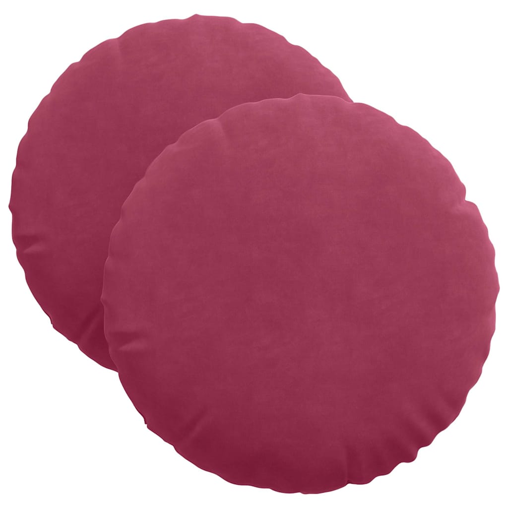 Cuscini per Seduta 2 pcs Rosso Vino Ø 40 x 13 cm Velluto | homemem39