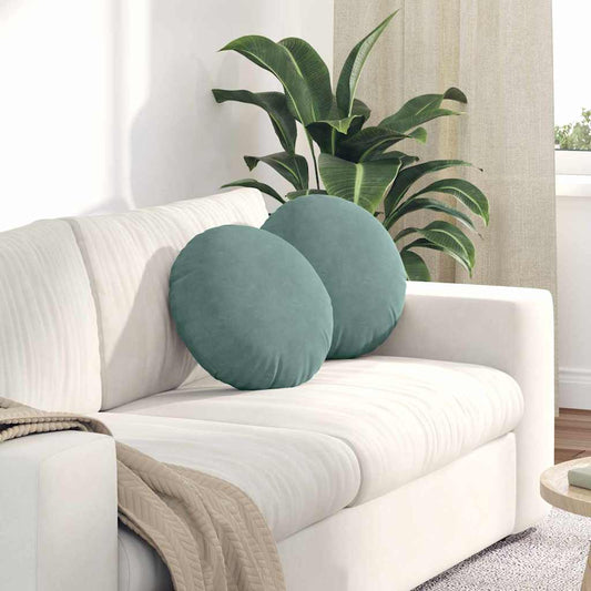 Cuscini per Seduta 2 pcs Verde Mare Ø 40 x 13 cm Velluto | homemem39