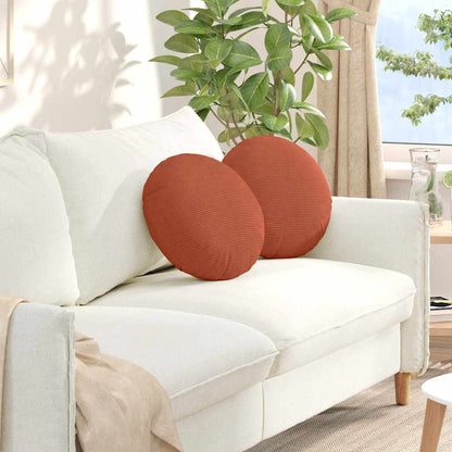Cuscini per Seduta 2 pcs Rosso Arancio Ø 40 cm Tessuto in Cords