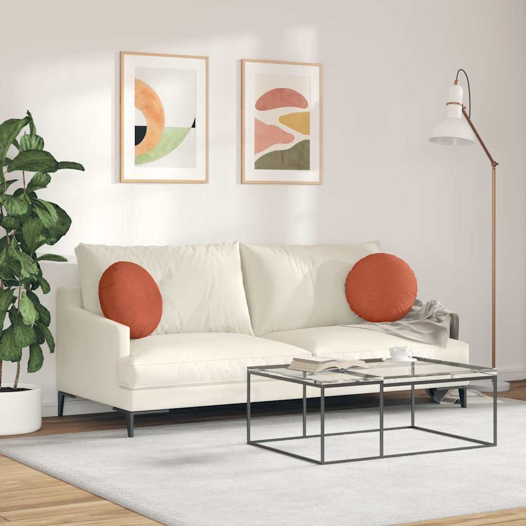Cuscini per Seduta 2 pcs Rosso Arancio Ø 40 cm Tessuto in Cords | homemem39