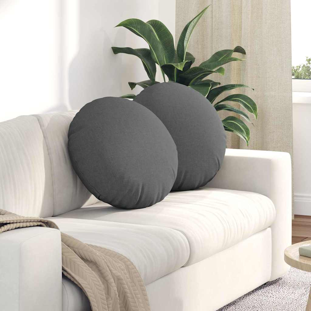Cuscini per Seduta 2 pcs Grigio scuro Ø50 x 19 cm Tessuto | homemem39