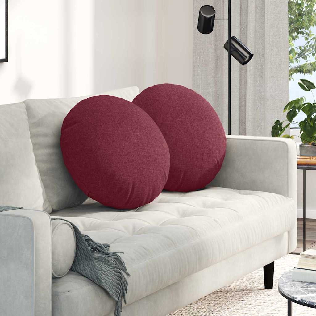 Cuscini per Seduta 2 pcs Rosso Vino Ø50 x 19 cm Tessuto