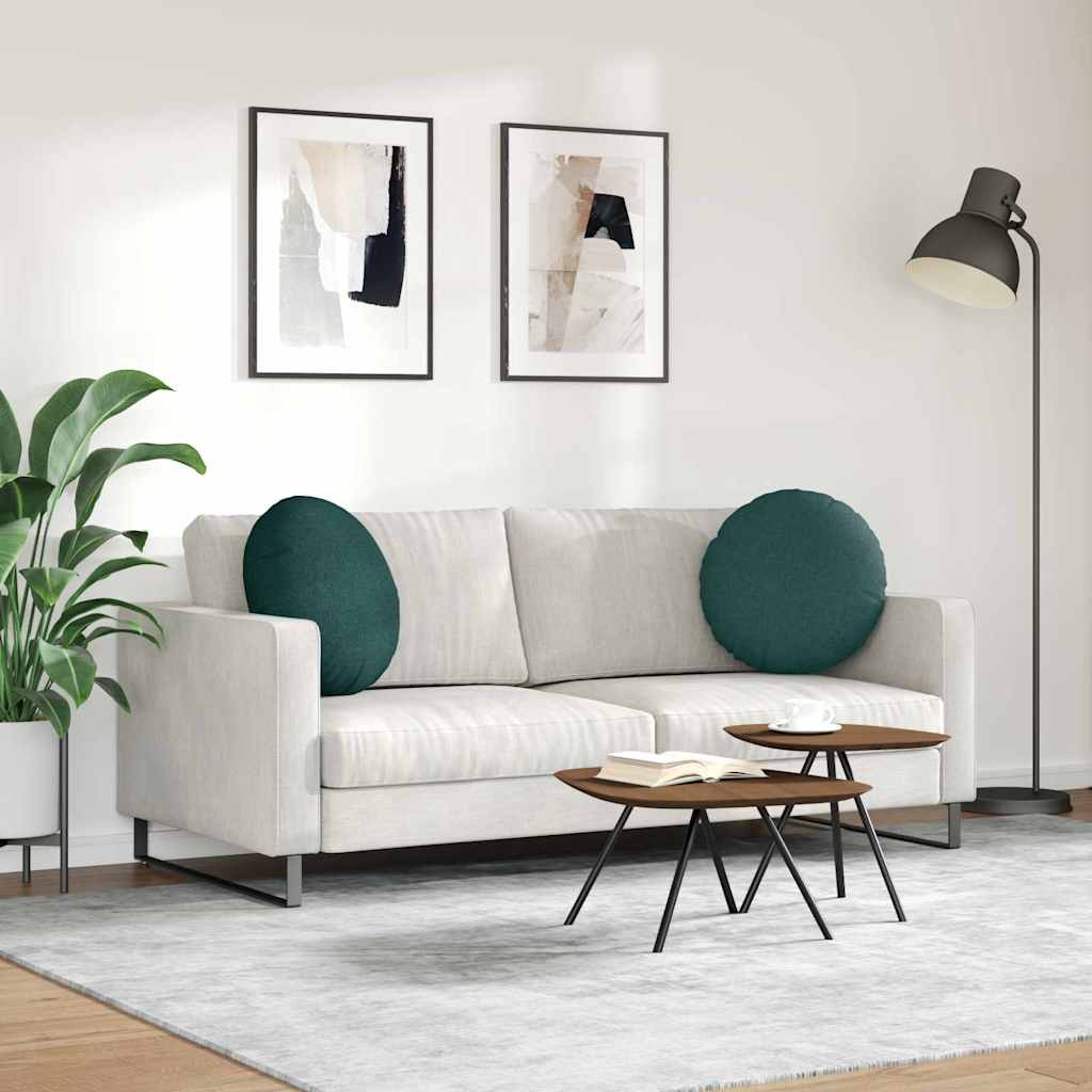 Cuscini per Seduta 2 pcs Verde Scuro Ø50 x 19 cm Tessuto | homemem39