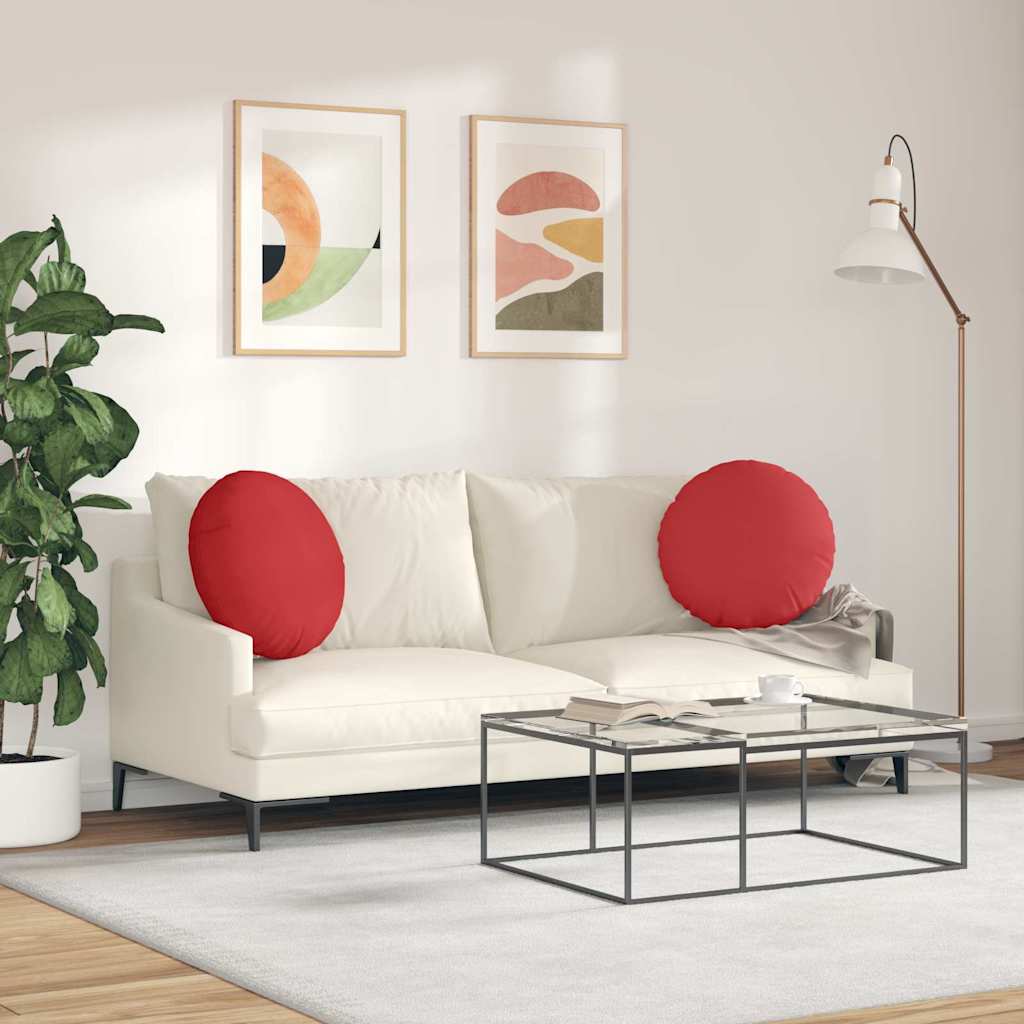 Cuscini per Seduta 2 pcs Rosso Ø50 x 19 cm Tessuto | homemem39
