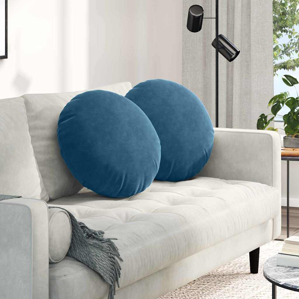 Cuscini per Seduta 2 pcs Blu Ø50 x 19 cm Velluto
