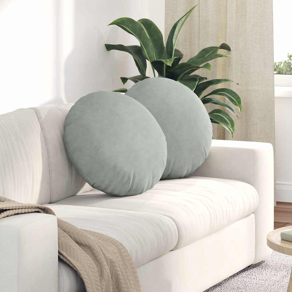 Cuscini per Seduta 2 pcs Grigio chiaro Ø50 x 19 cm Velluto | homemem39